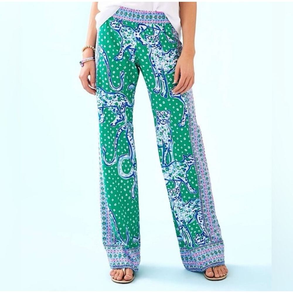 Lilly Pulitzer Coastal Emerald Isle On The Prowl Bal Harbor Palazzo Pants  XS